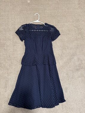 Banana Republic Navy Eyelet Fit-and-Flare Dress